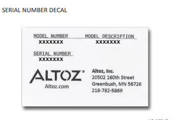 Altoz seral number example